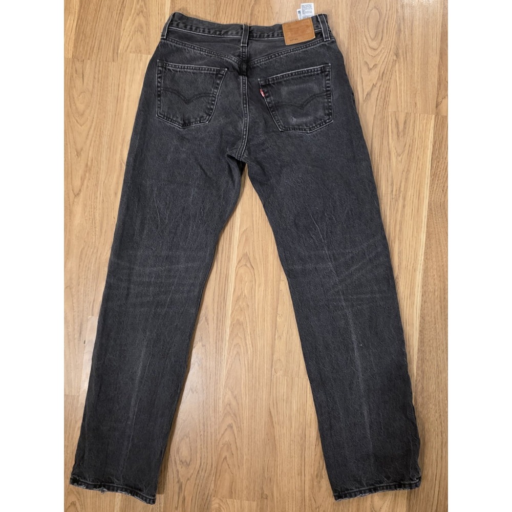 Levis 501 90s Jeans 27x32 Gray Straight Leg Button Fly Womens Denim Light Black